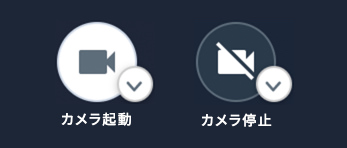 カメラ起動、カメラ停止のボタン